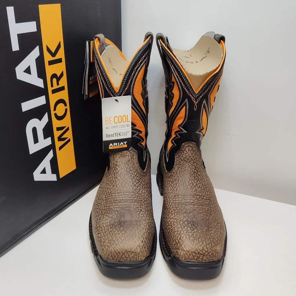 ARIAT Intrepid VentTek Comp Toe MEN'S Size 11.5 D Cocoa Brown/Orange 10020072 - Picture 5 of 15